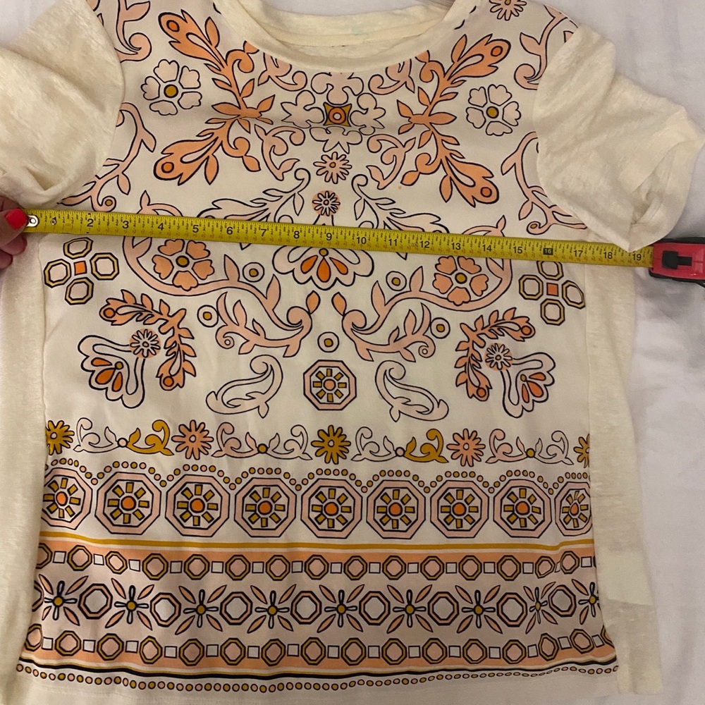 Tory Burch Silk t-shirt cream,orange,gold